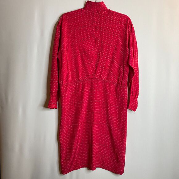 Charlotte Ford Boutique 100% Silk Fuchsia Collarless Button Front Dress Size 6 - Picture 2 of 15